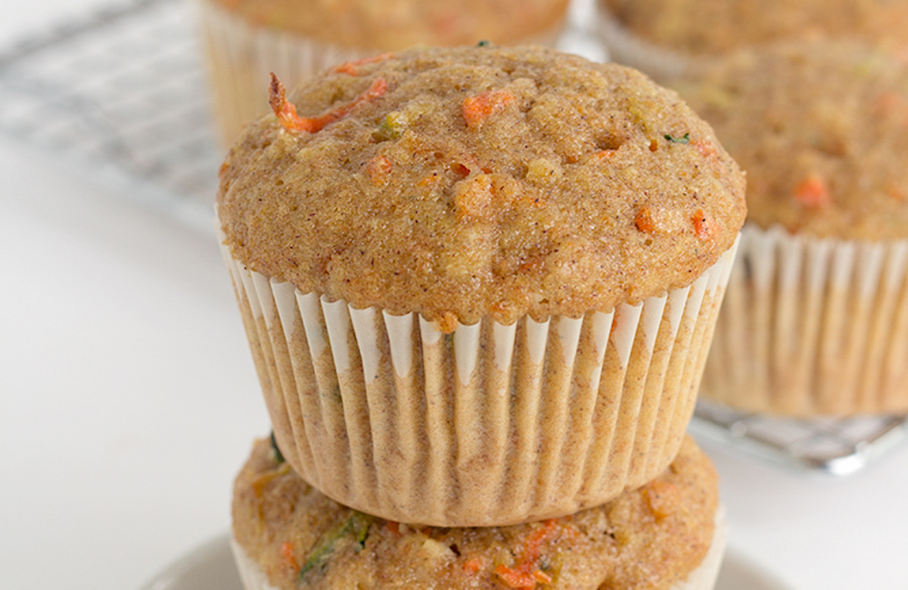 La recette facile de muffins santé à l'avoine, carottes et zucchinis