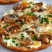 Cette pizza aux champignons et jalapeno sur pain naan est un vrai délice!